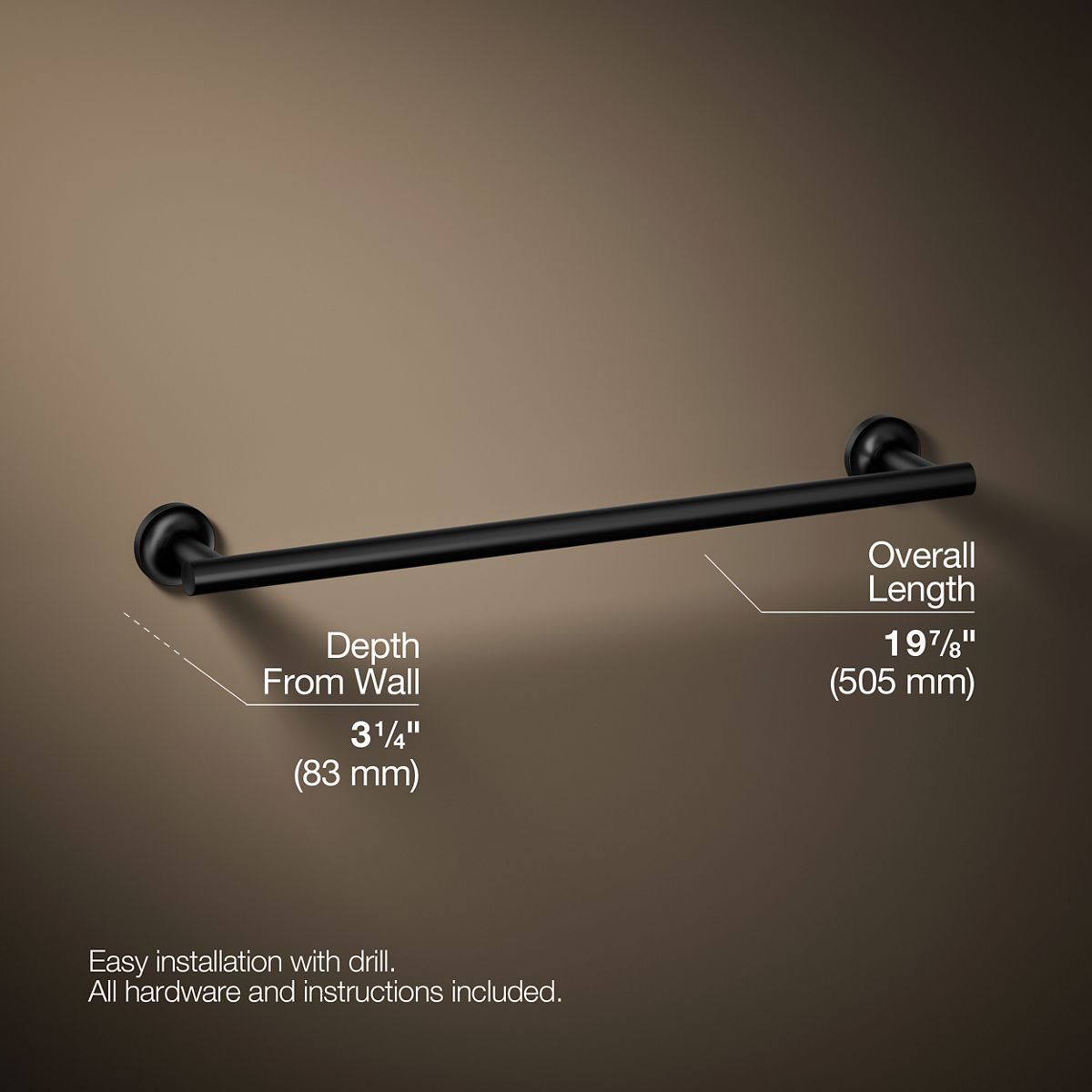 3/4 view of product with dimensions