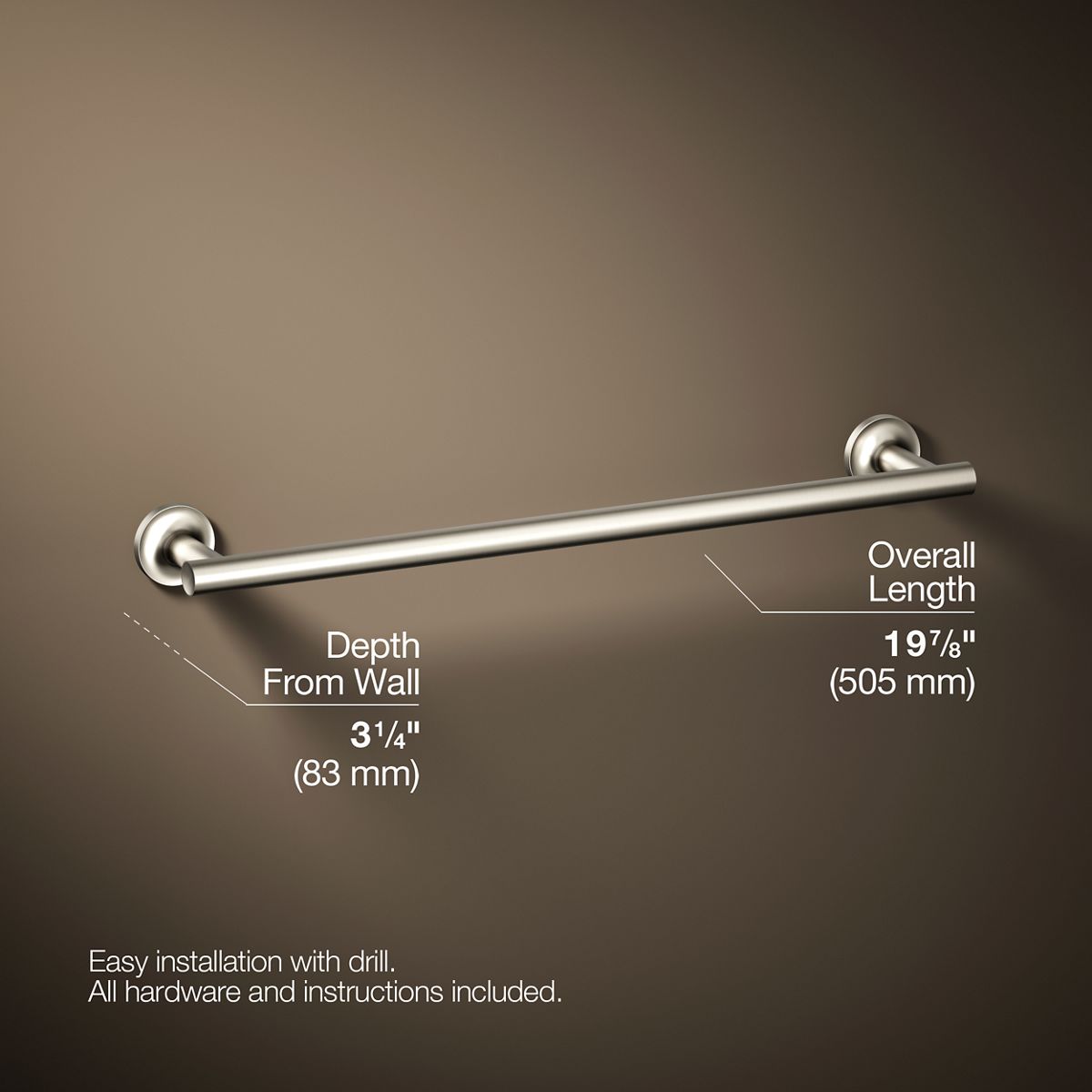 3/4 view of product with dimensions