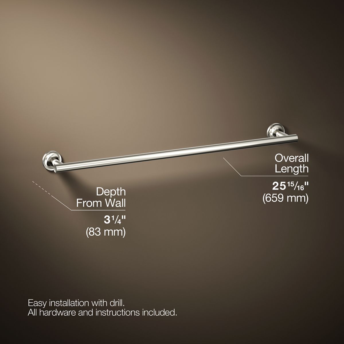 3/4 view of product with dimensions