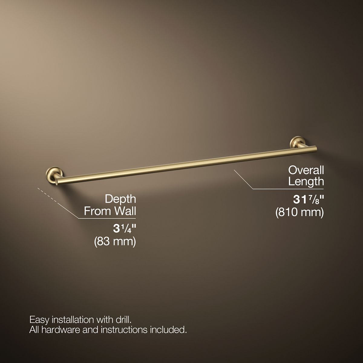 3/4 view of product with dimensions