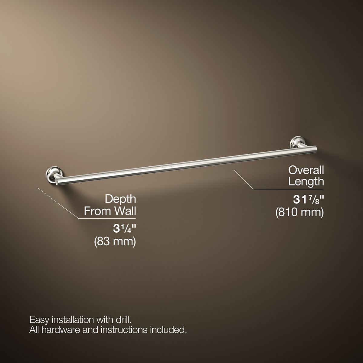 3/4 view of product with dimensions