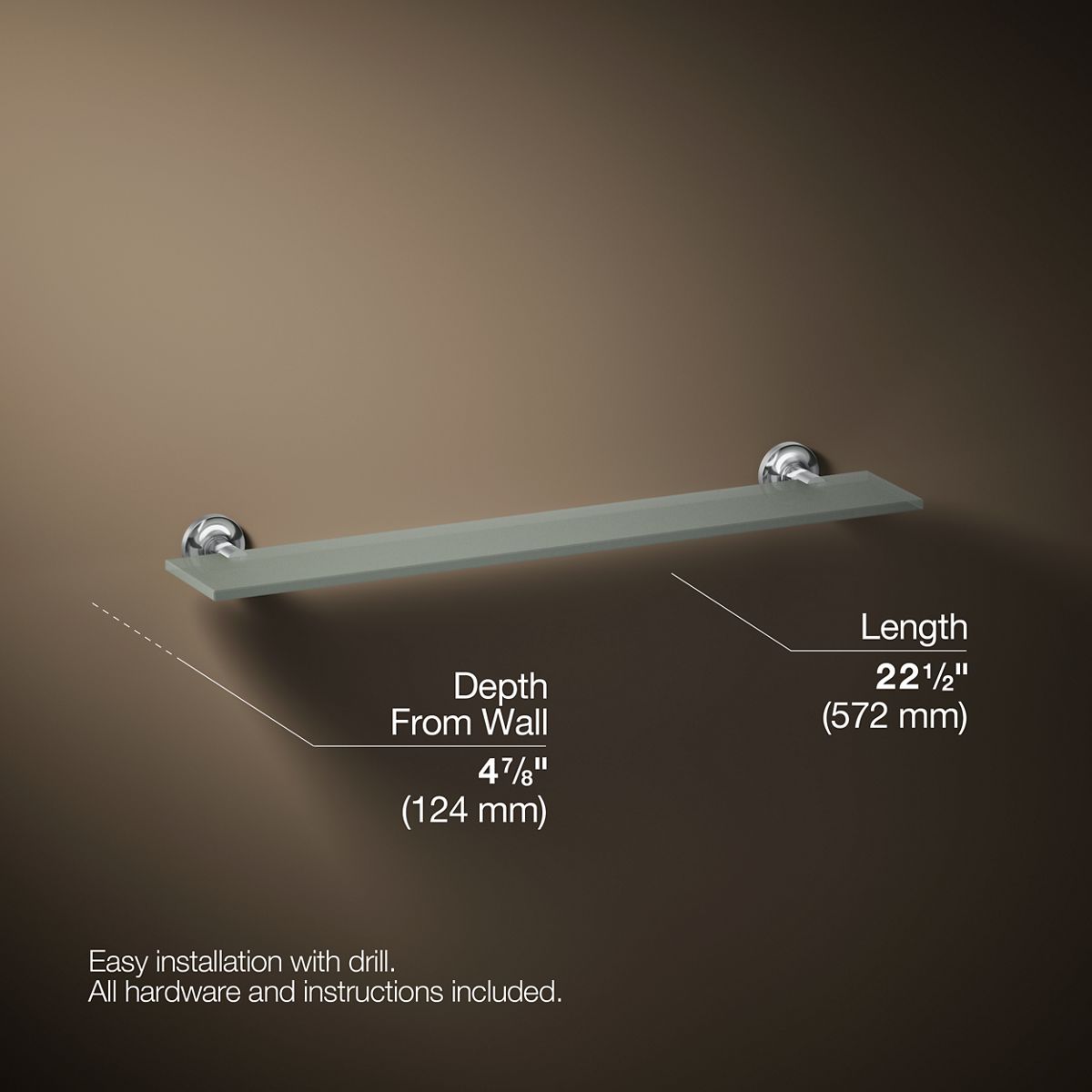 3/4 view of product with dimensions