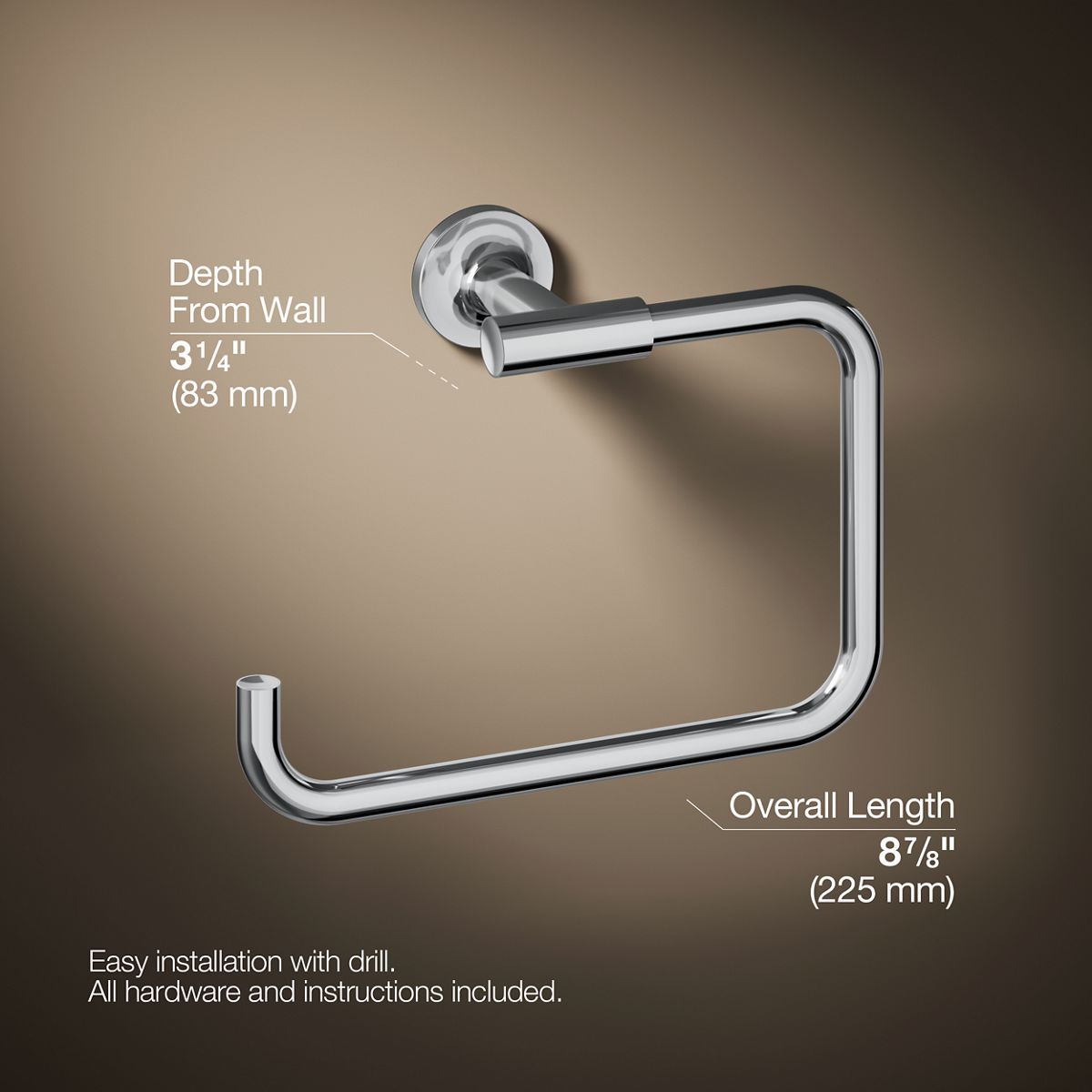 3/4 view of product with dimensions
