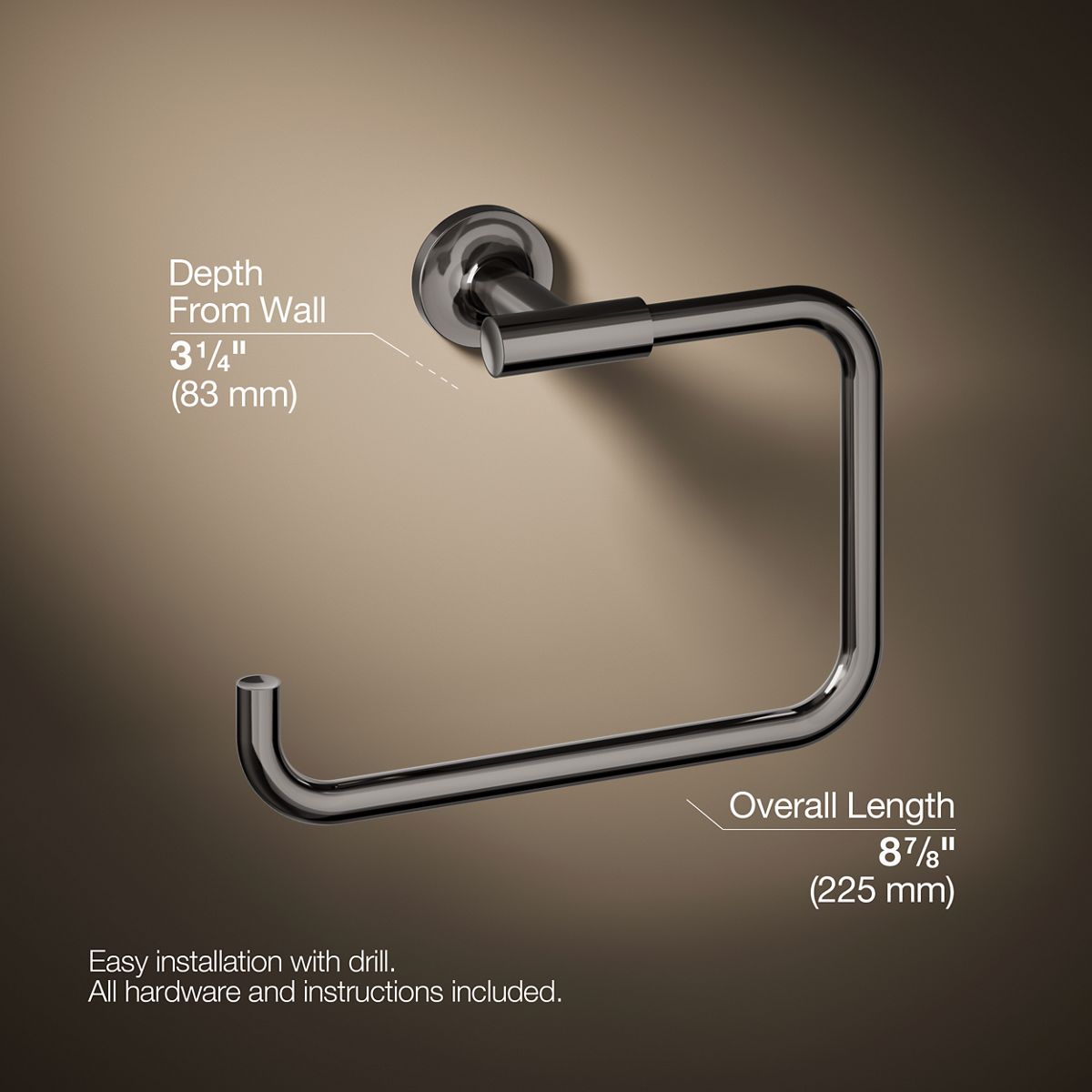3/4 view of product with dimensions