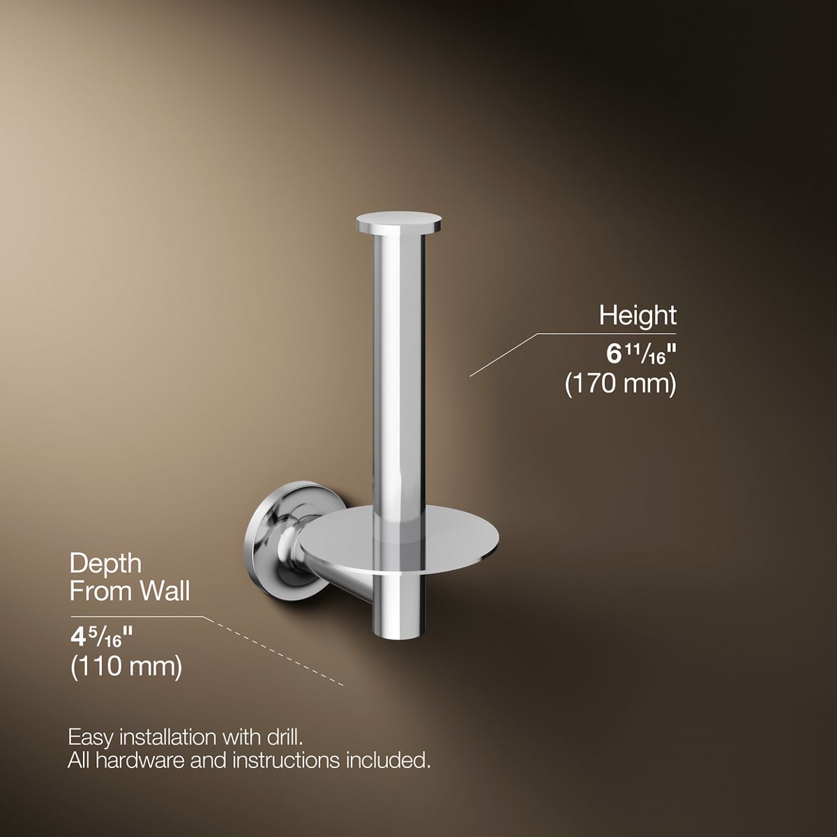 3/4 view of product with dimensions