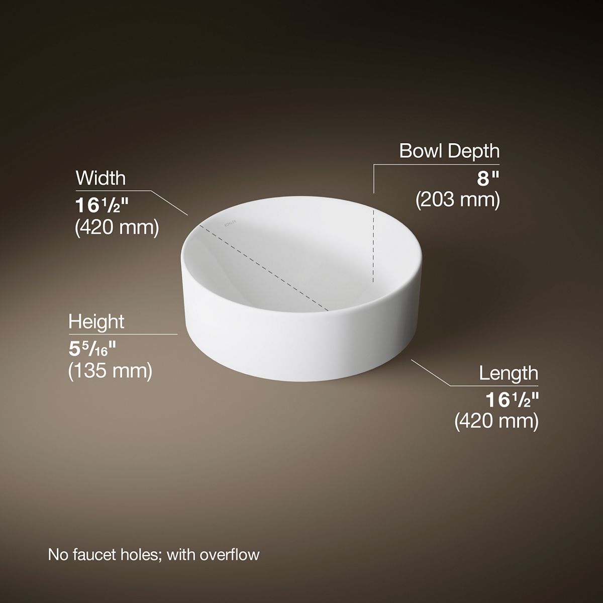 3/4 view of product with dimensions