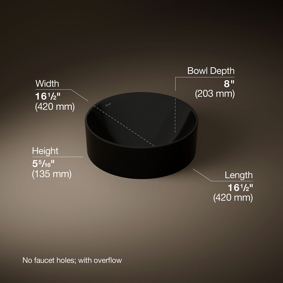 3/4 view of product with dimensions