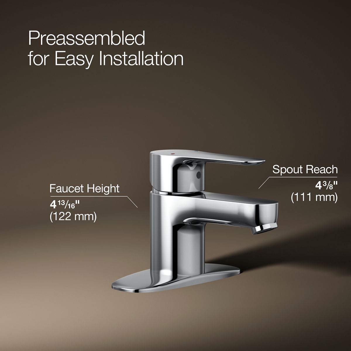 3/4 view of product with dimensions