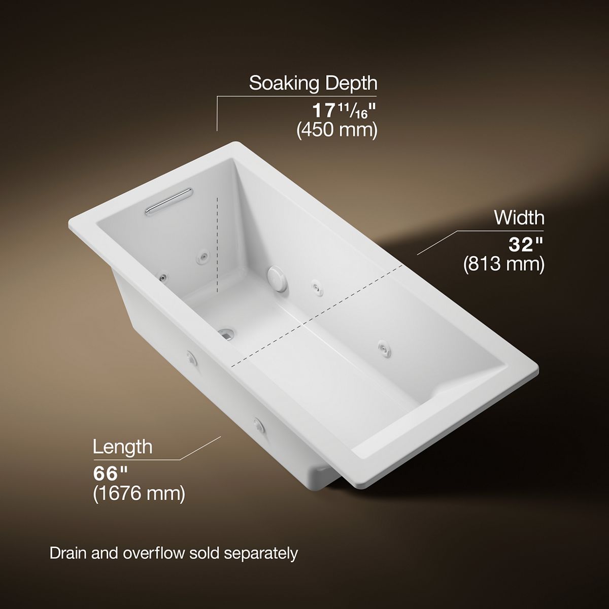 3/4 view of product with dimensions