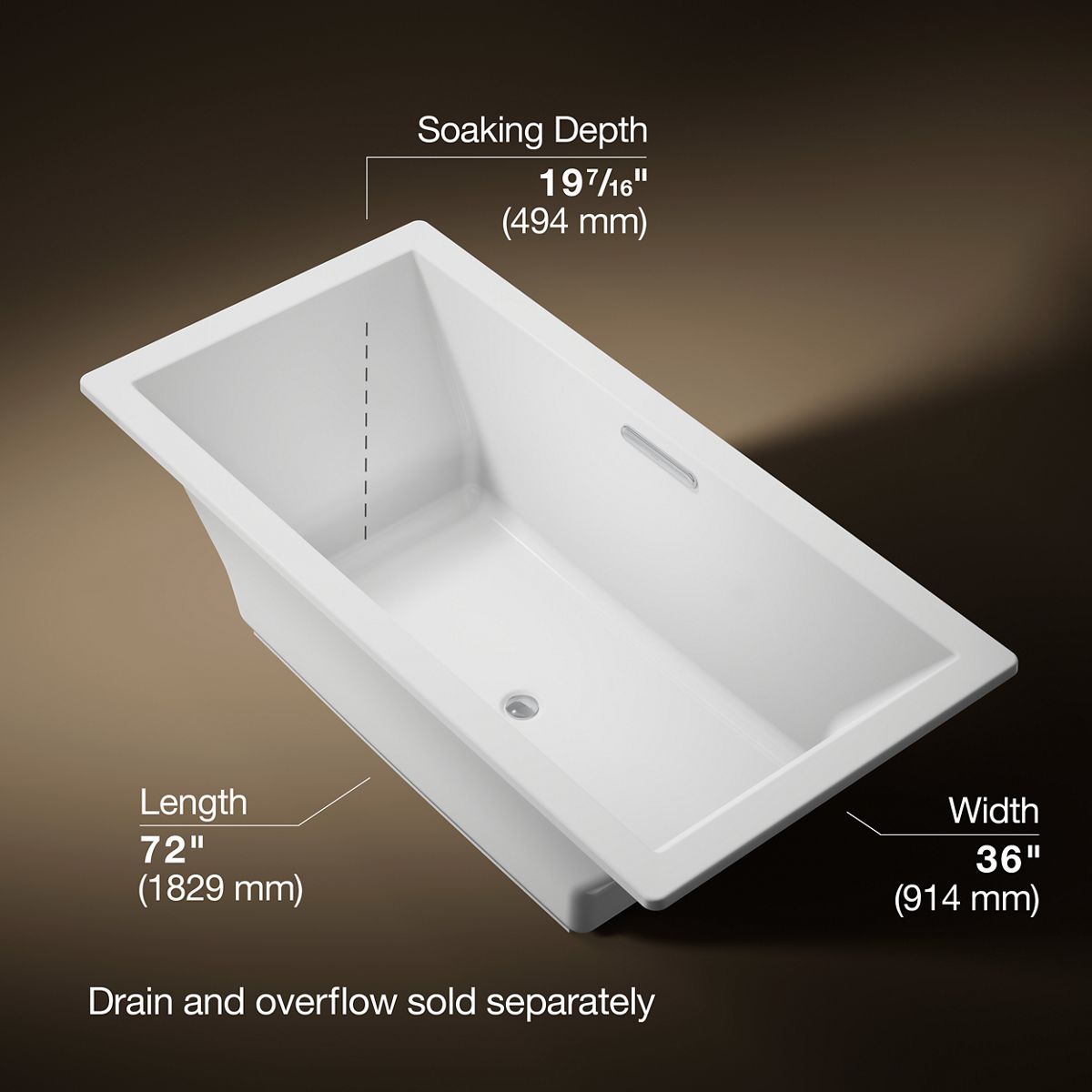 3/4 view of product with dimensions