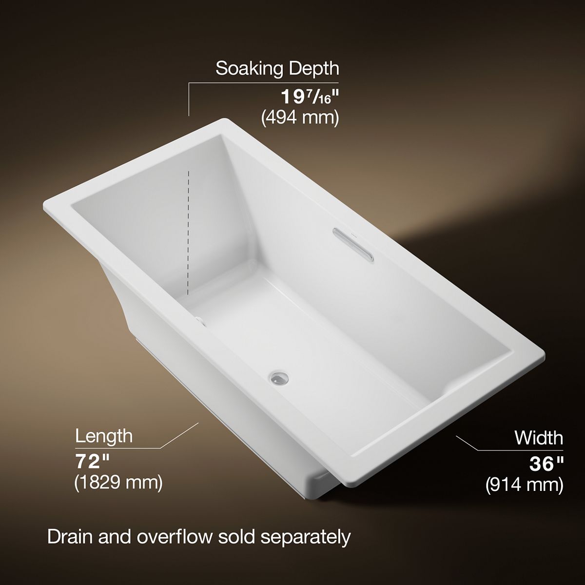 3/4 view of product with dimensions