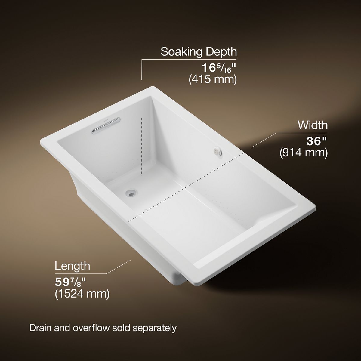 3/4 view of product with dimensions