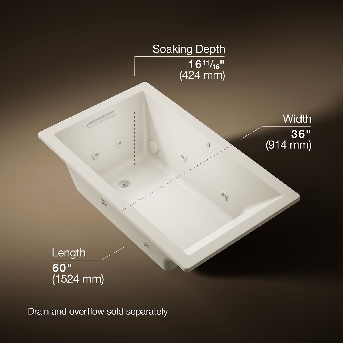 3/4 view of product with dimensions