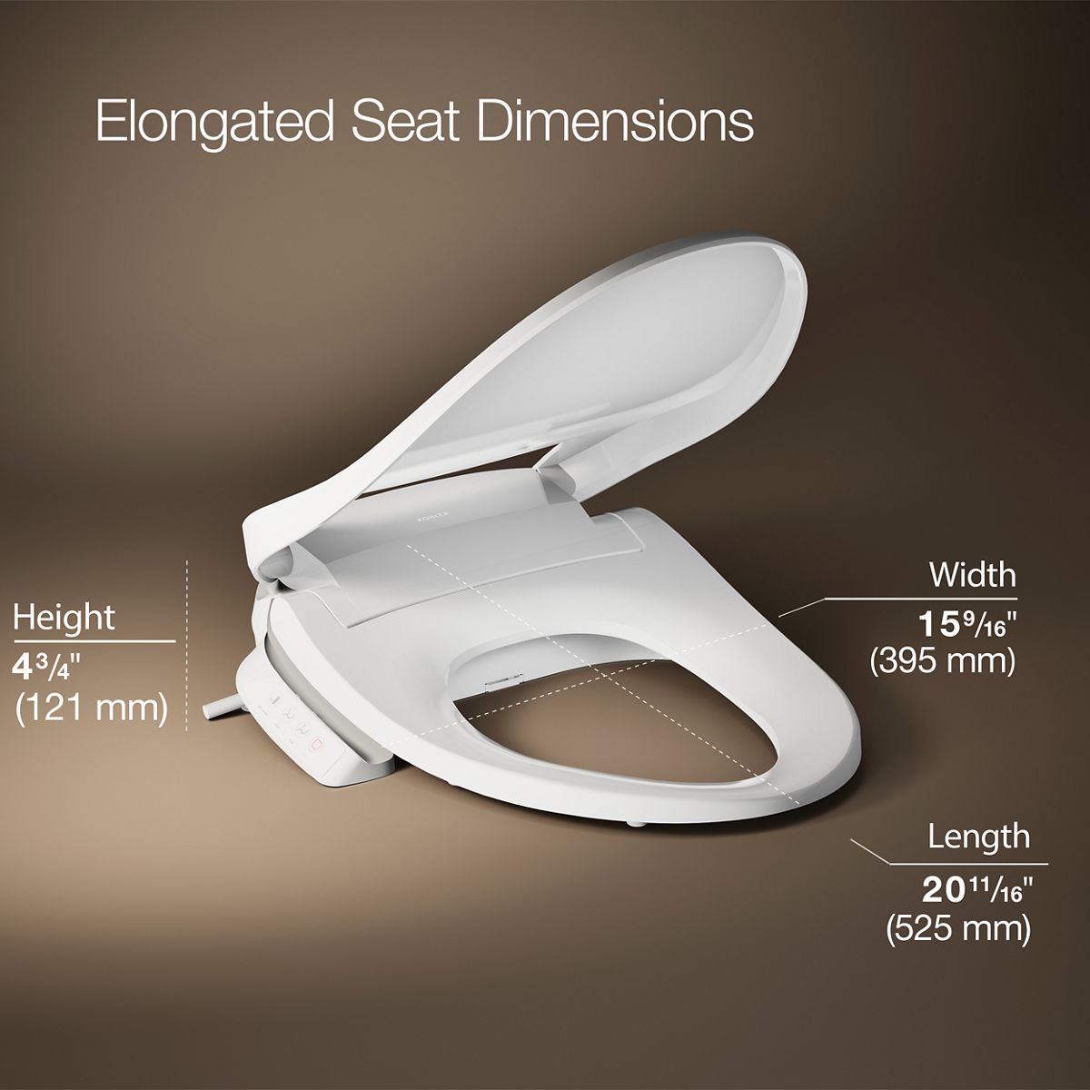 3/4 view of product with dimensions
