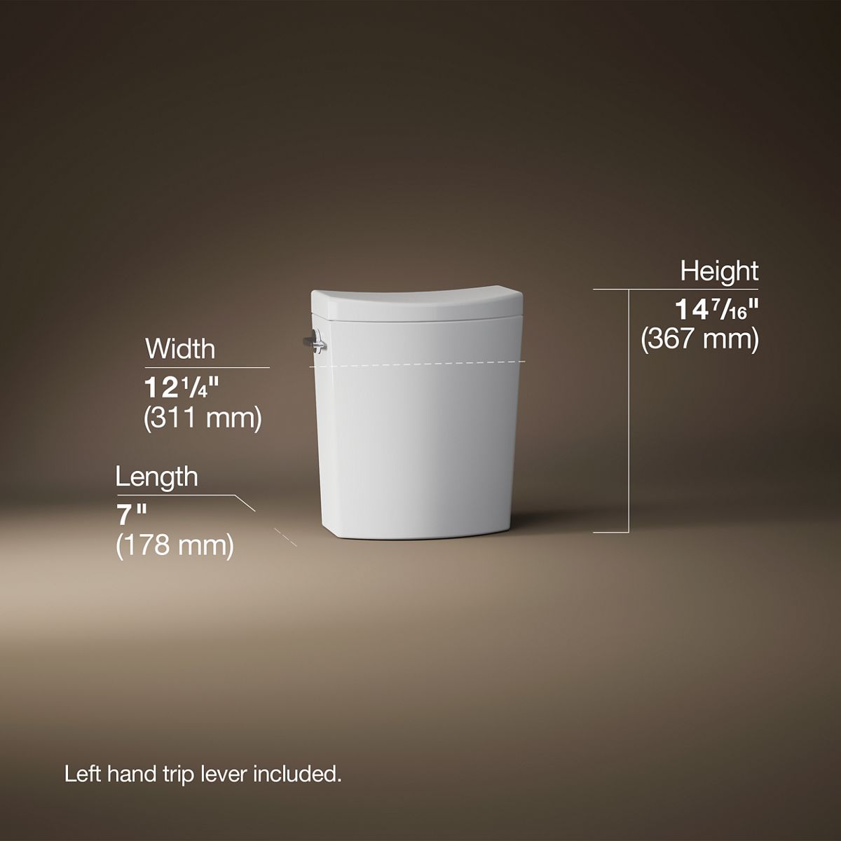 3/4 view of product with dimensions