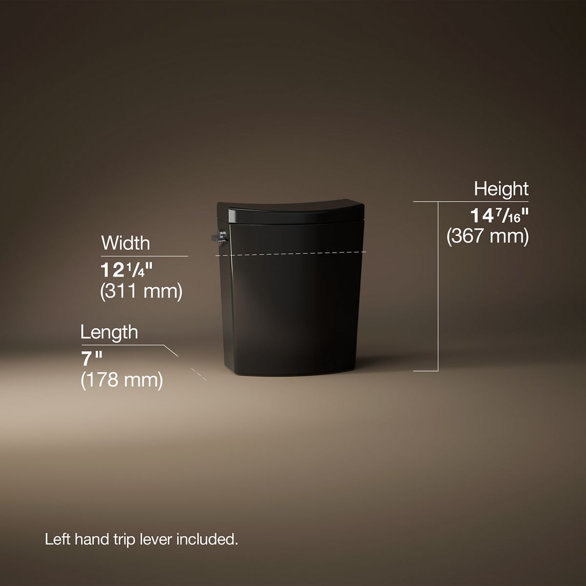 3/4 view of product with dimensions