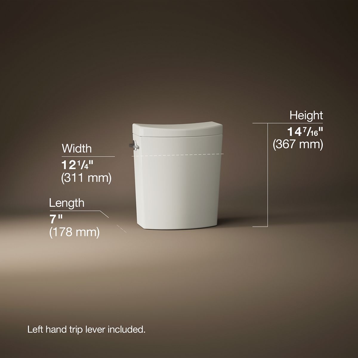 3/4 view of product with dimensions