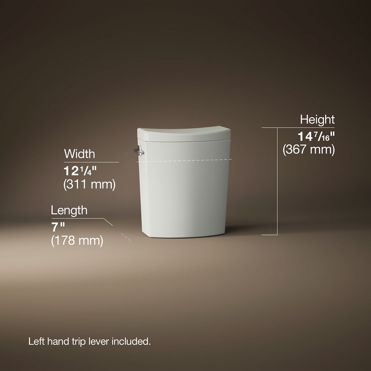 3/4 view of product with dimensions