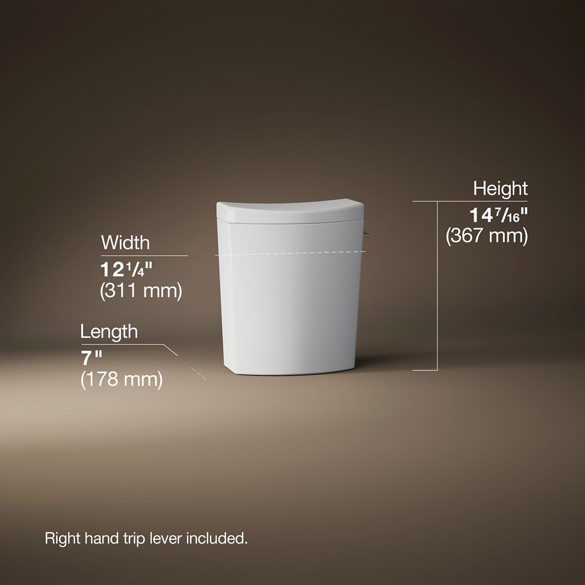 3/4 view of product with dimensions