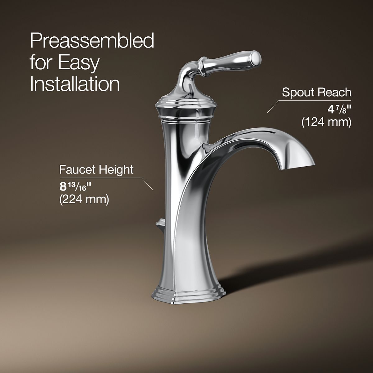 3/4 view of product with dimensions
