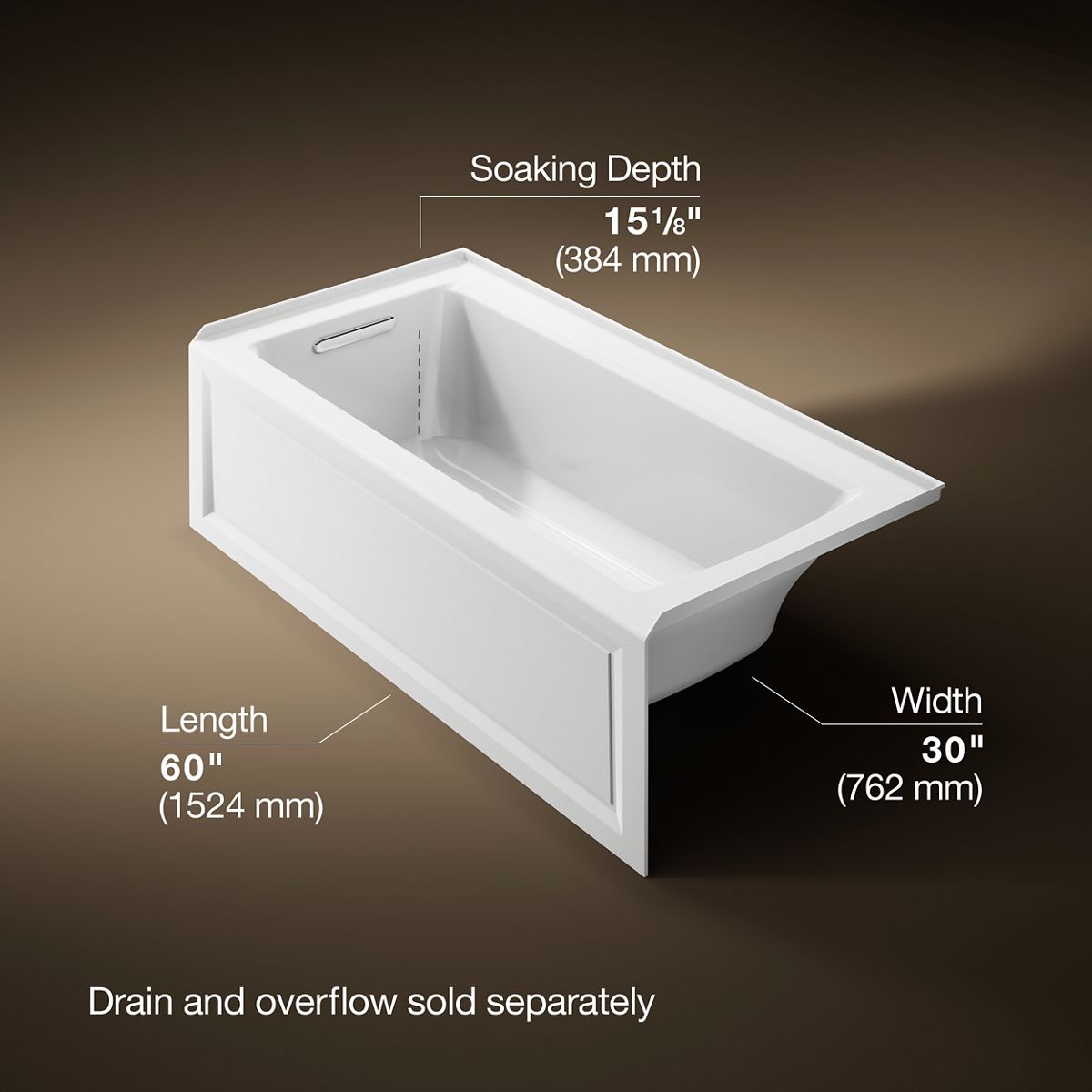 3/4 view of product with dimensions