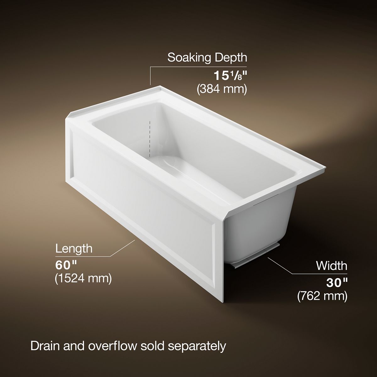 3/4 view of product with dimensions