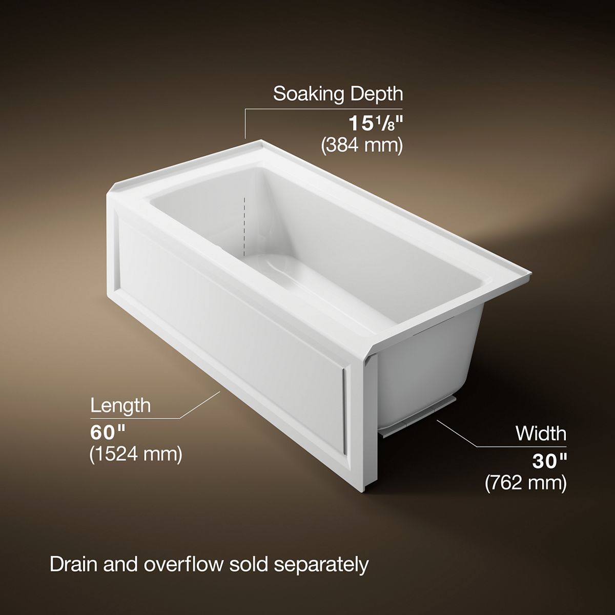 3/4 view of product with dimensions