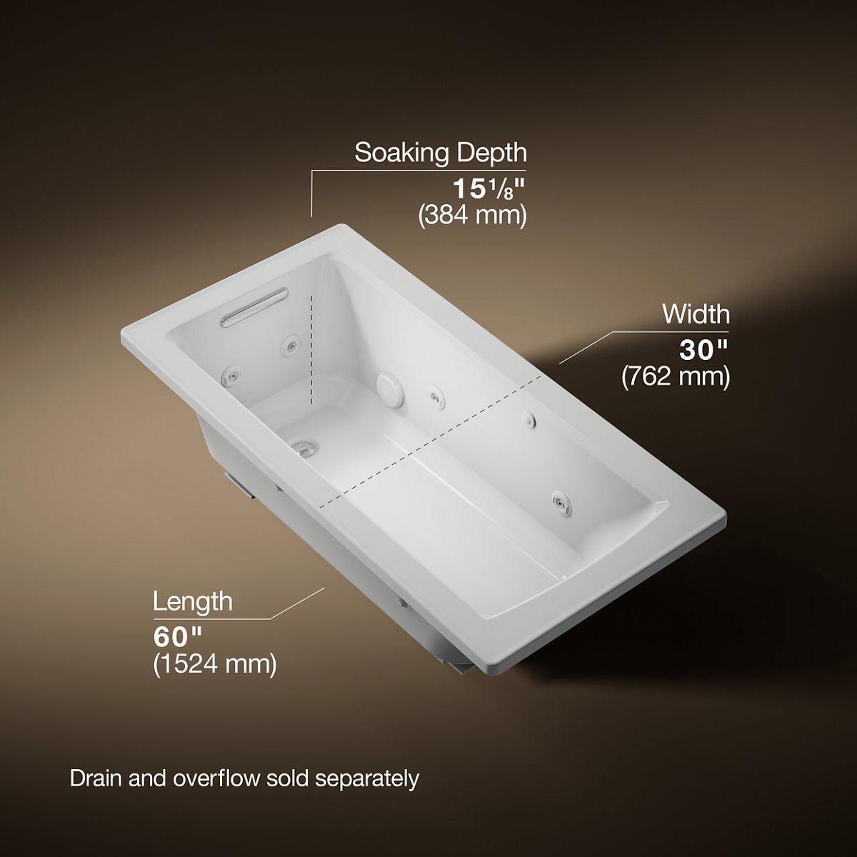 3/4 view of product with dimensions