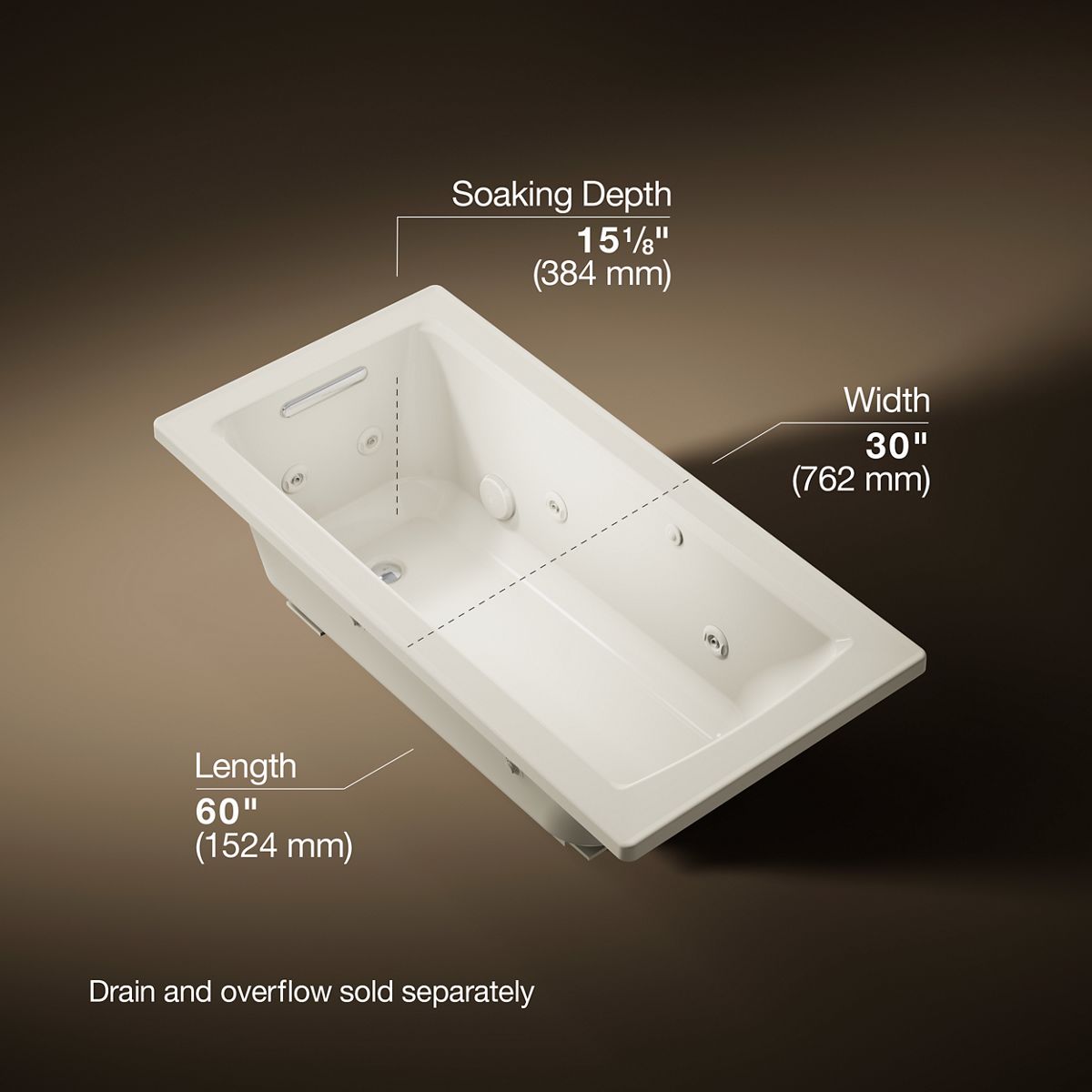 3/4 view of product with dimensions