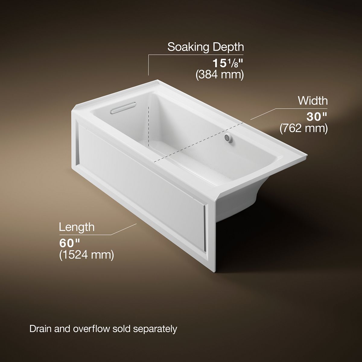3/4 view of product with dimensions
