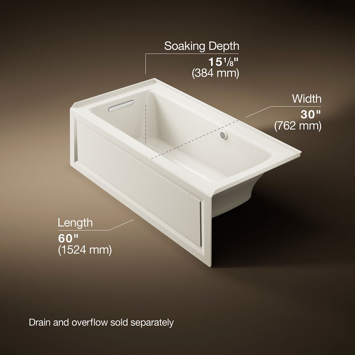 3/4 view of product with dimensions