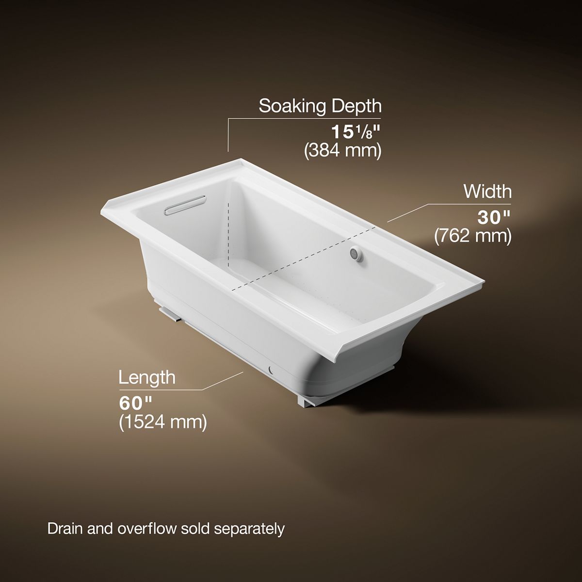 3/4 view of product with dimensions