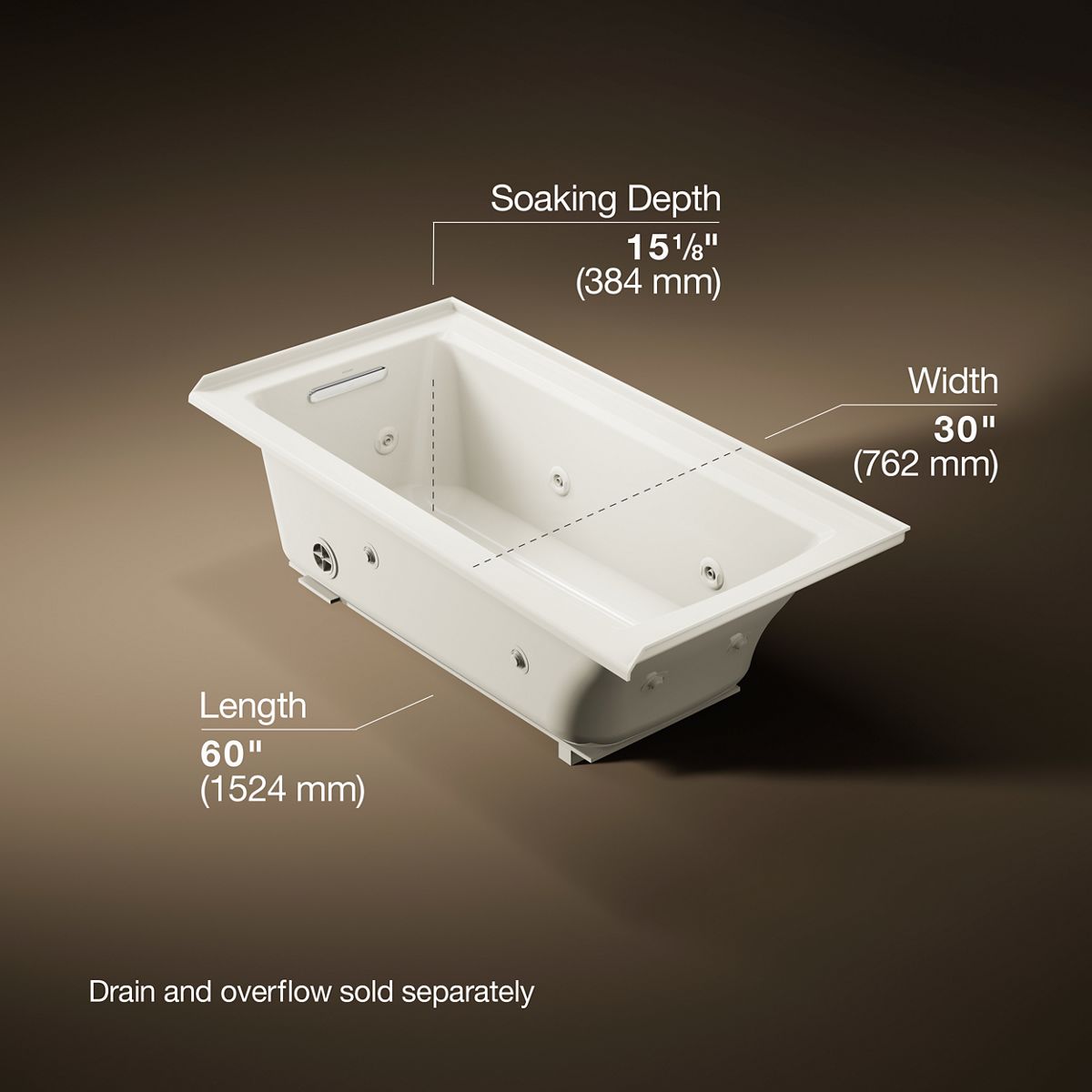 3/4 view of product with dimensions