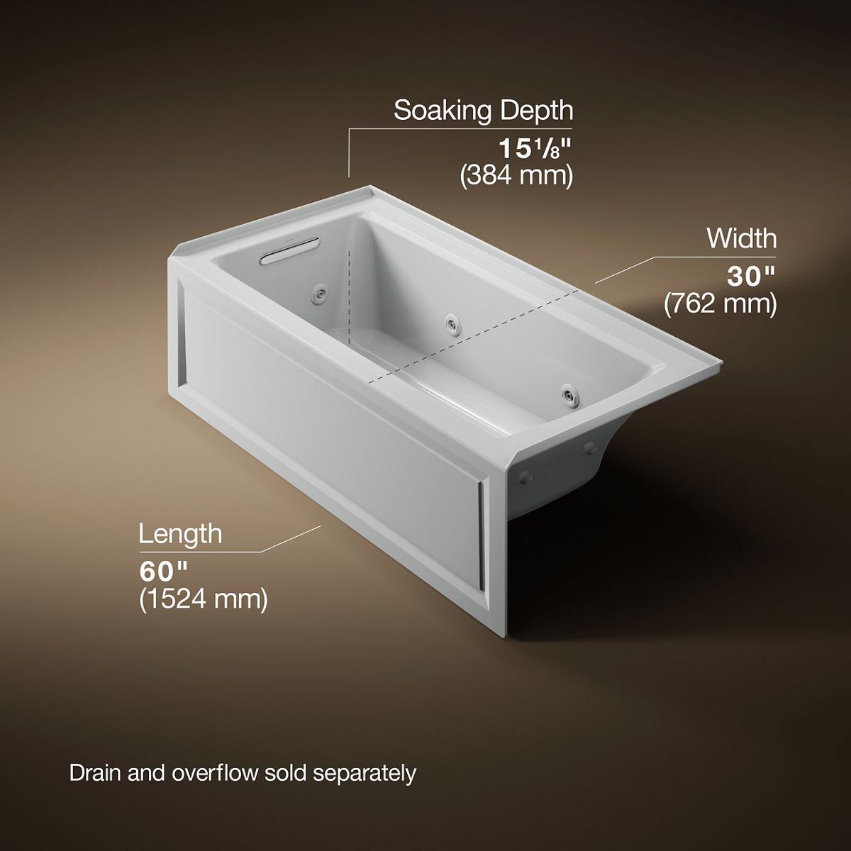 3/4 view of product with dimensions