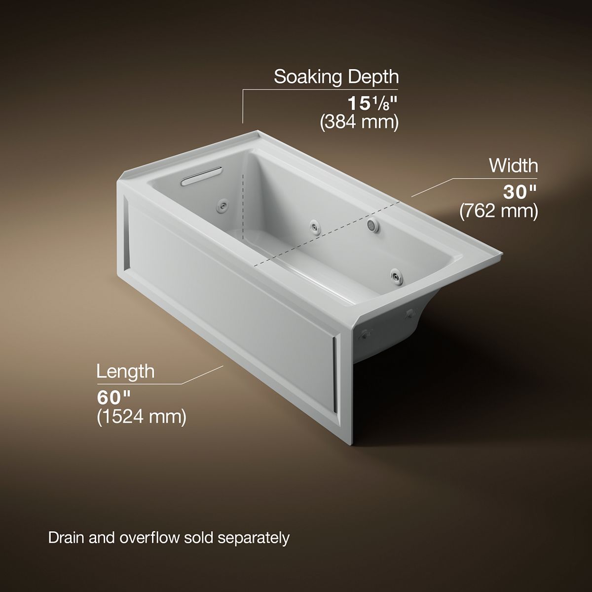 3/4 view of product with dimensions