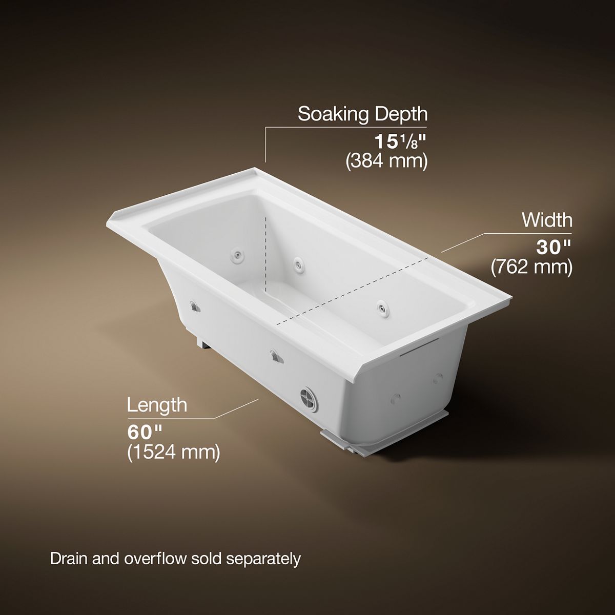 3/4 view of product with dimensions