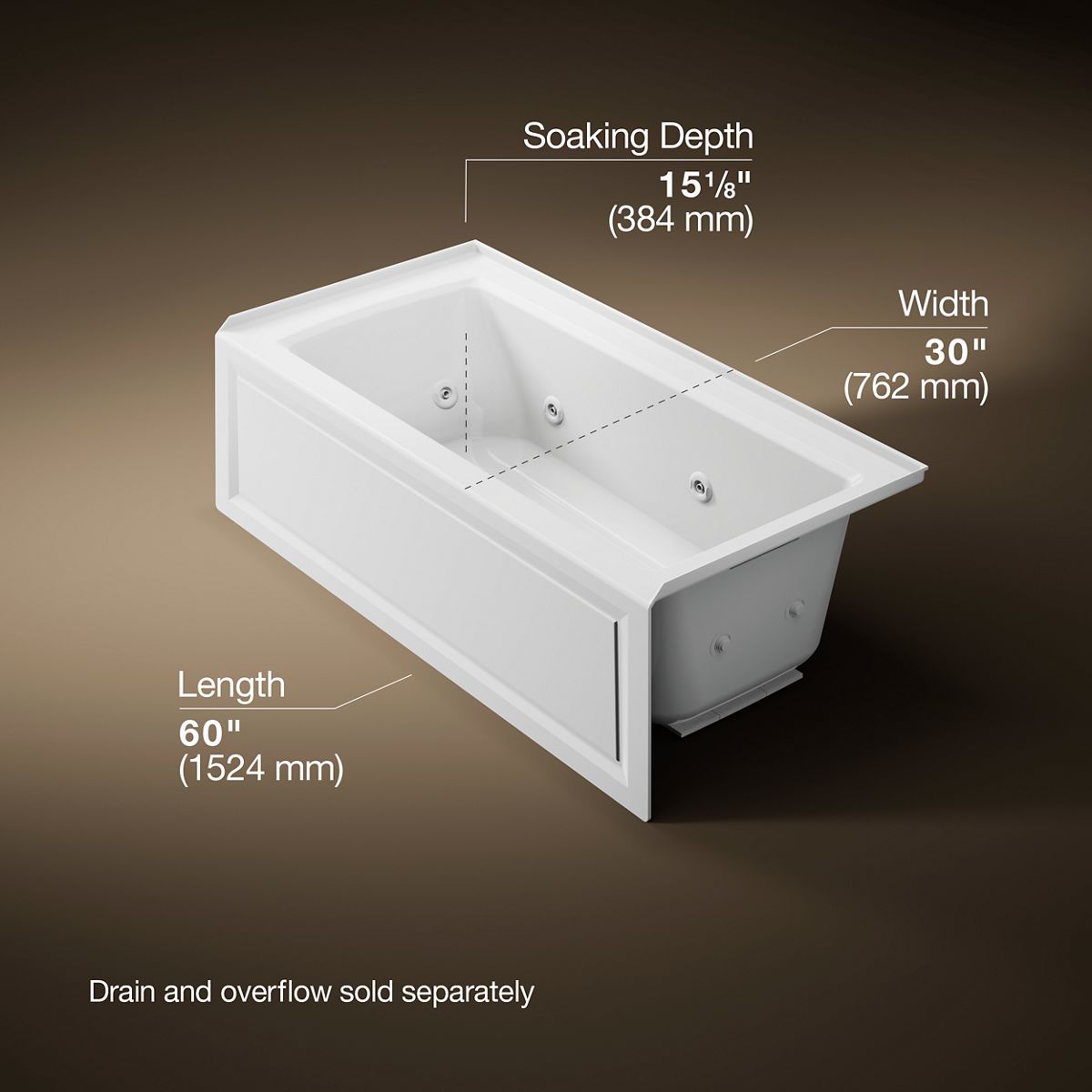 3/4 view of product with dimensions