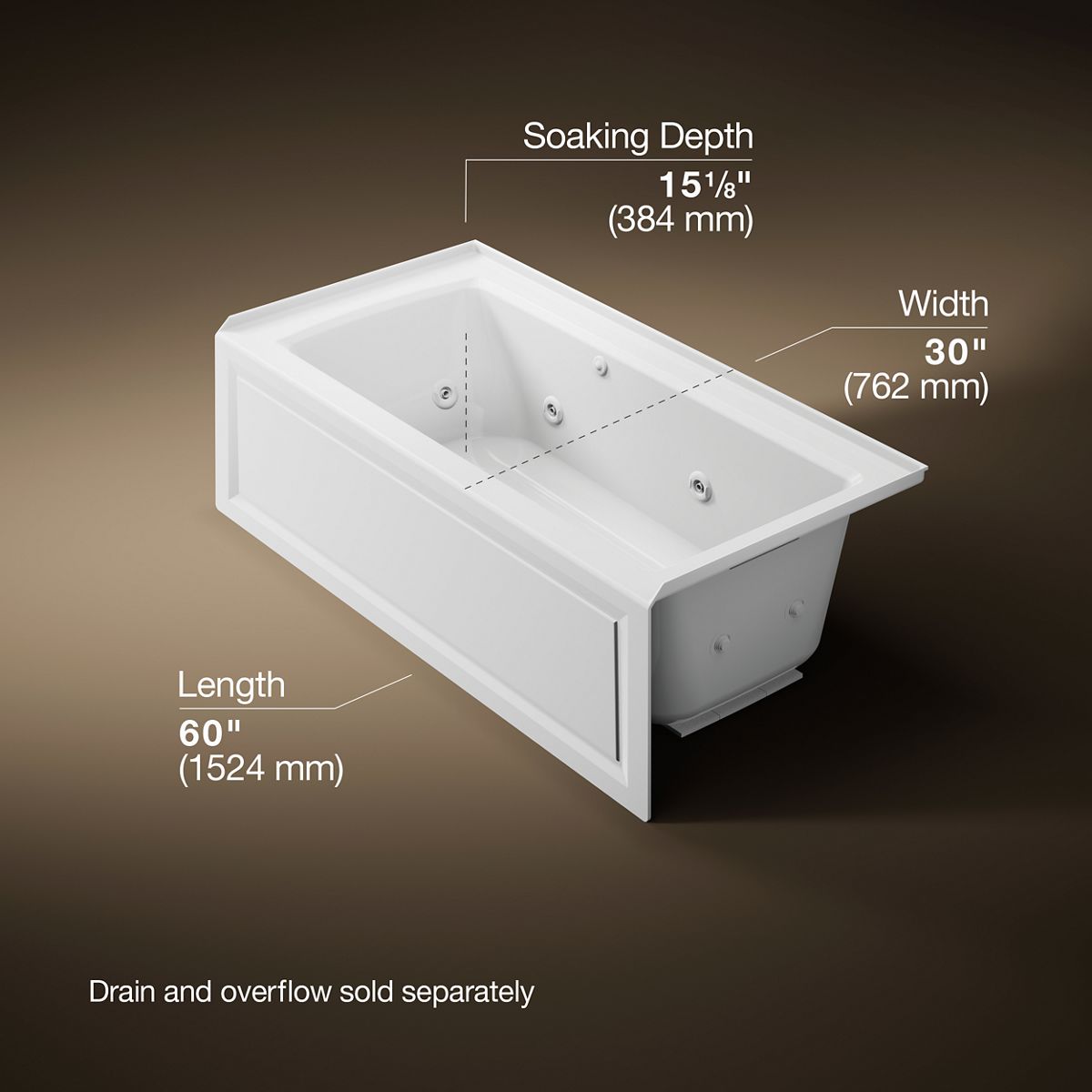 3/4 view of product with dimensions