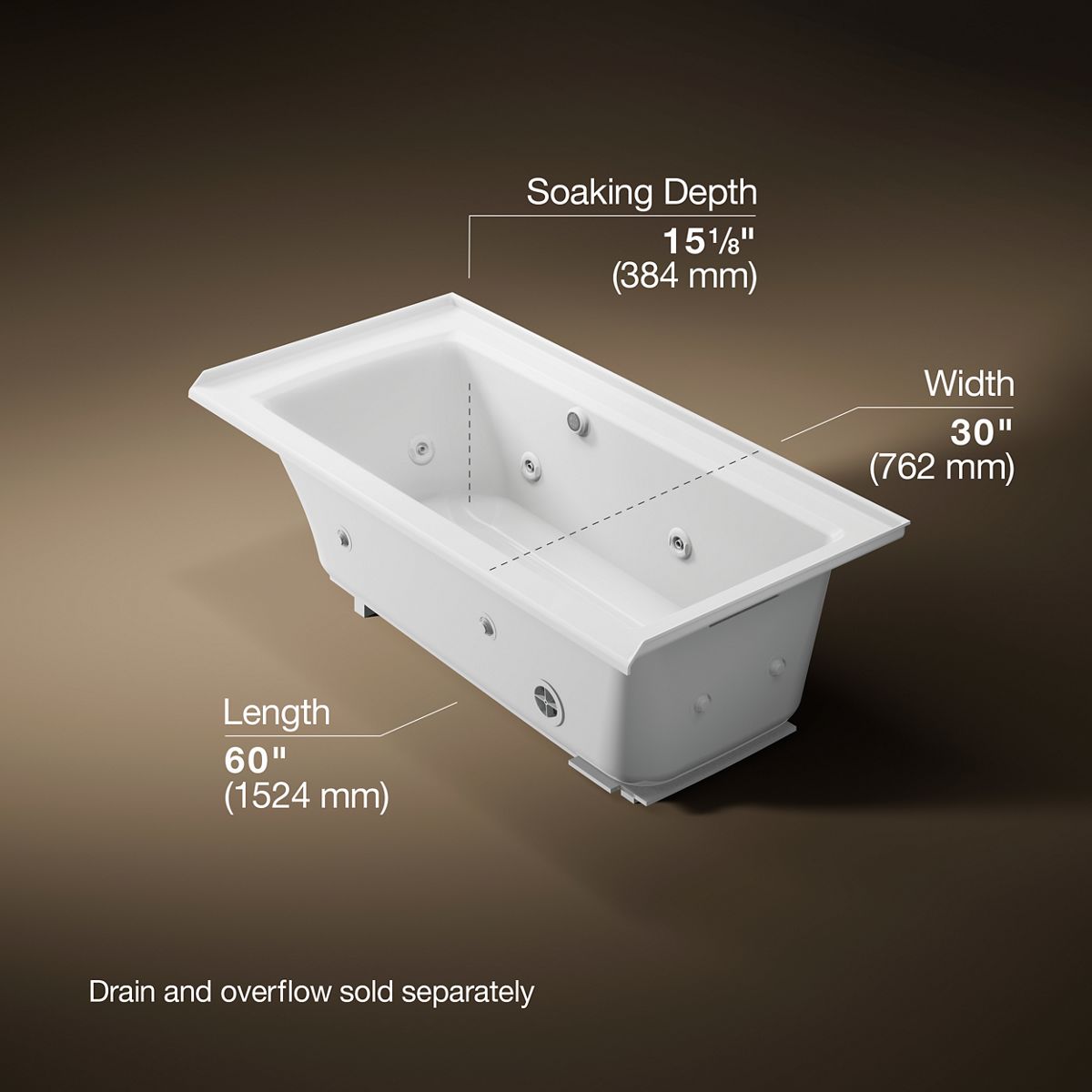 3/4 view of product with dimensions