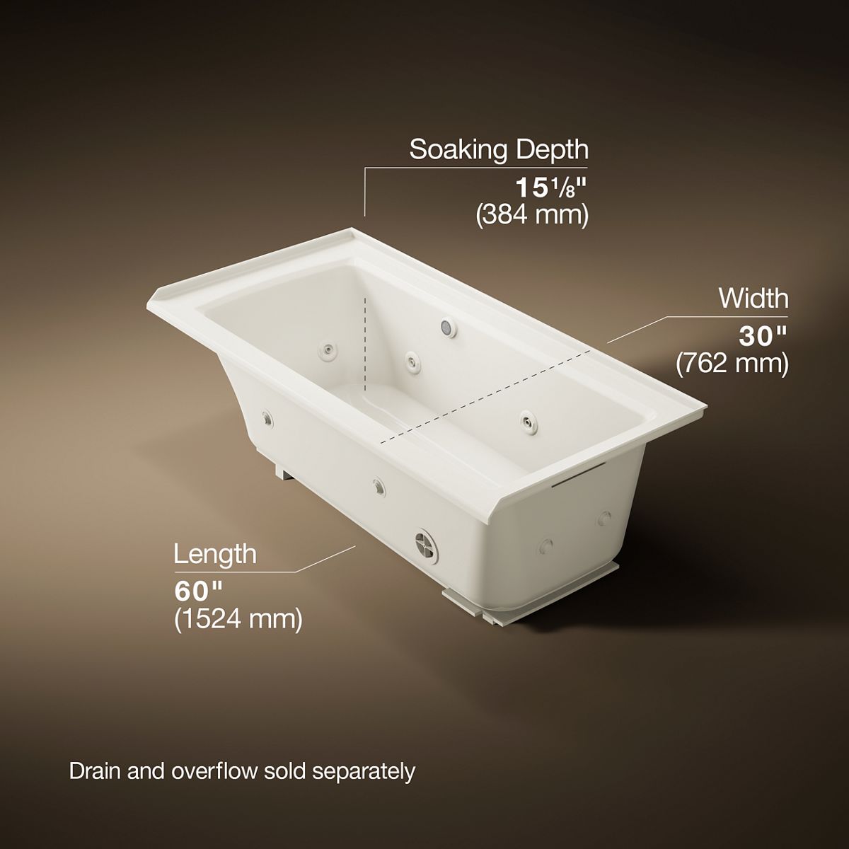 3/4 view of product with dimensions