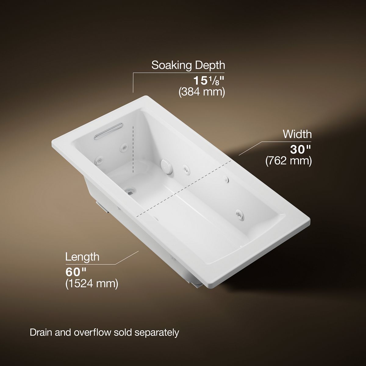 3/4 view of product with dimensions