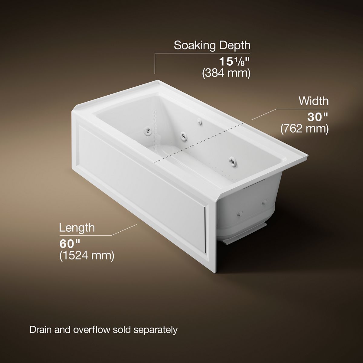 3/4 view of product with dimensions