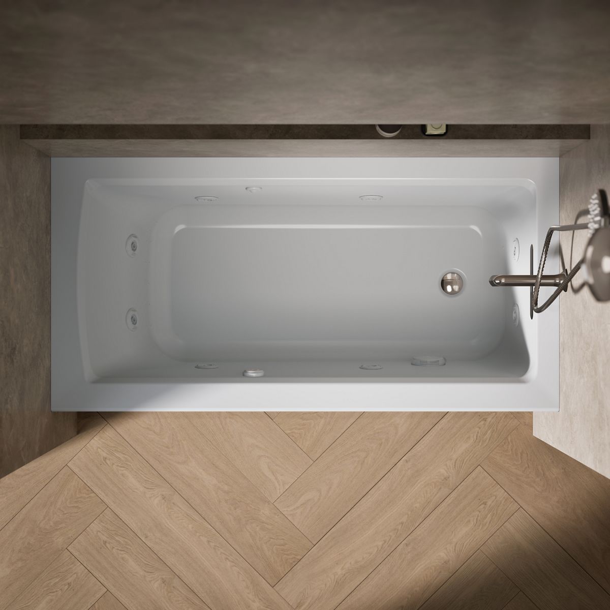 View of products in room from above