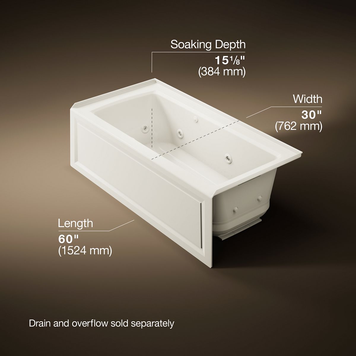3/4 view of product with dimensions
