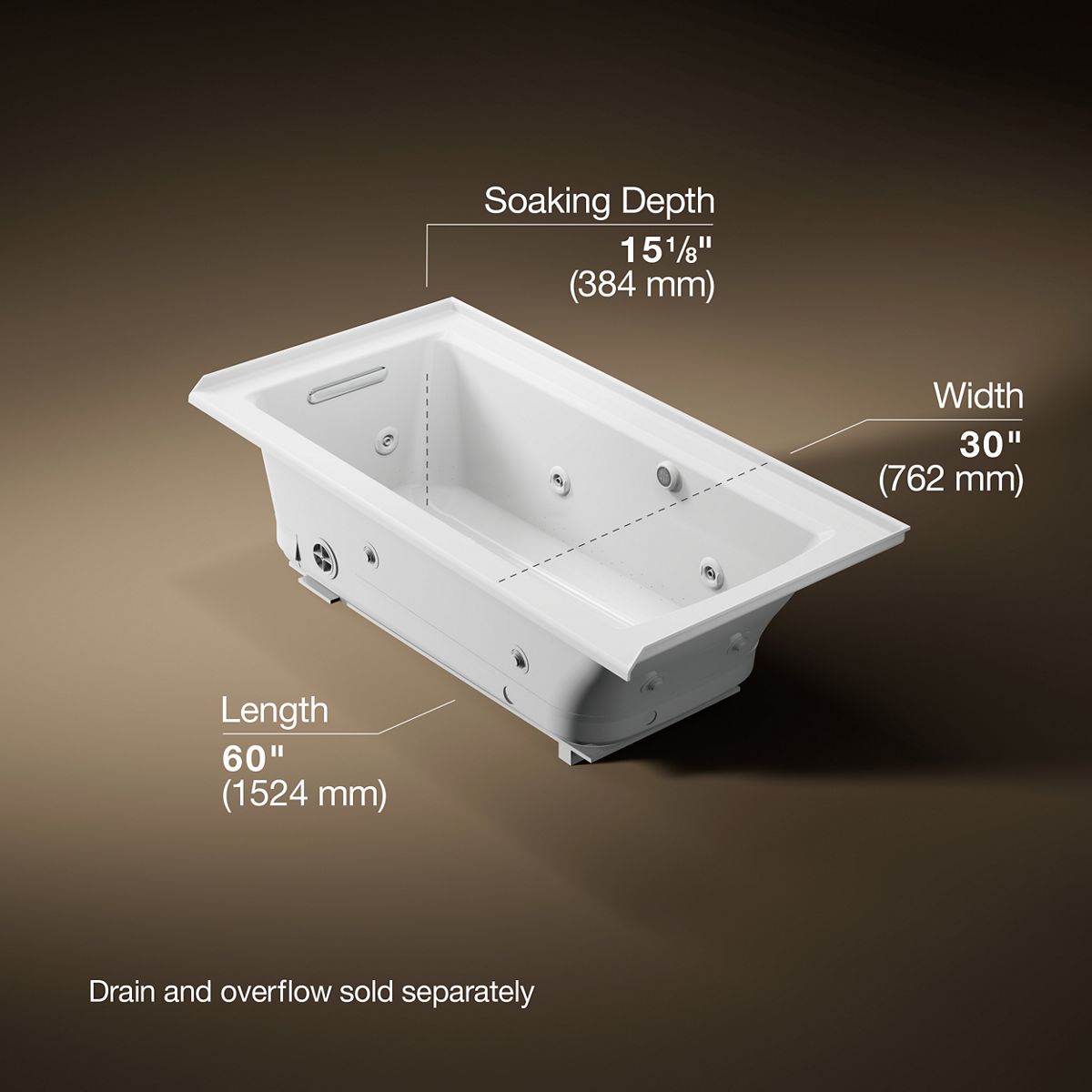 3/4 view of product with dimensions