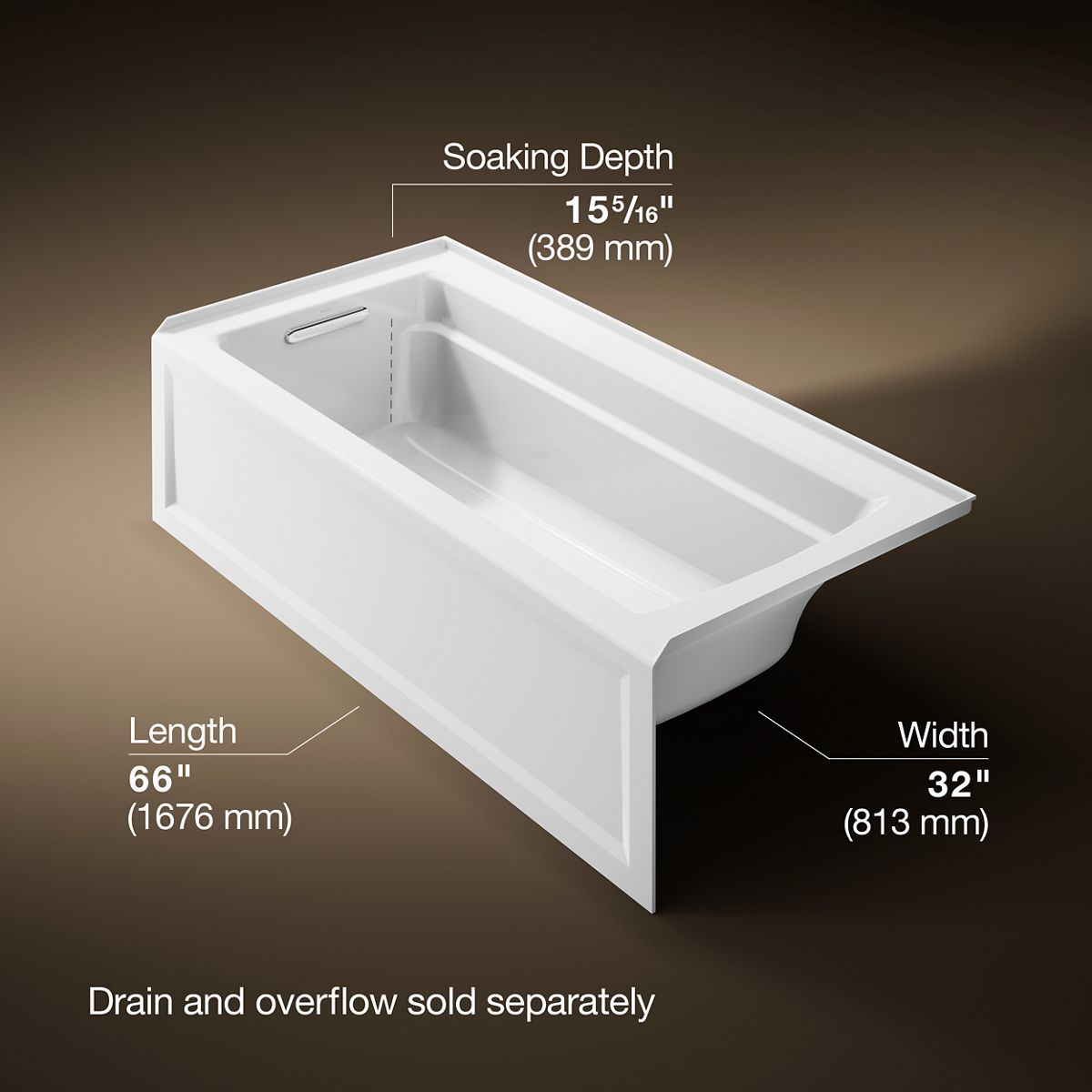 3/4 view of product with dimensions