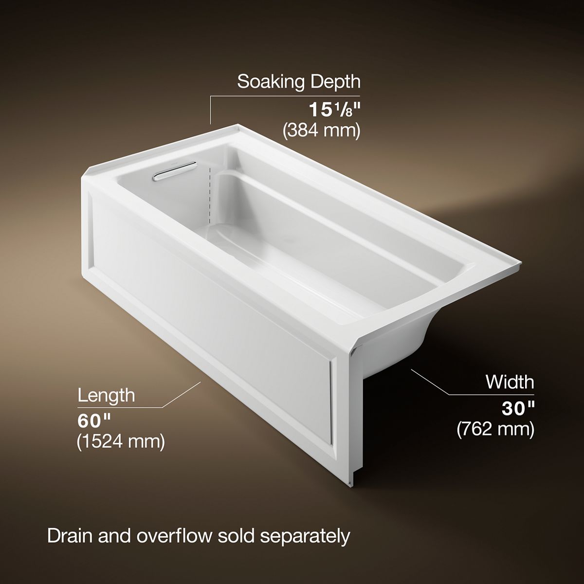 3/4 view of product with dimensions