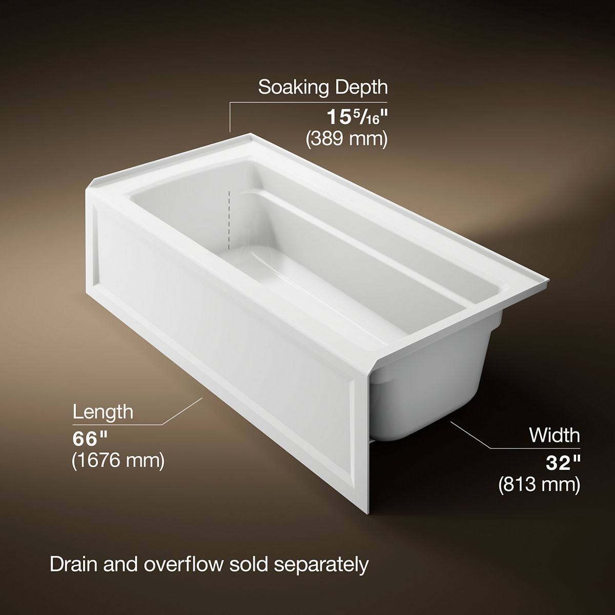 3/4 view of product with dimensions