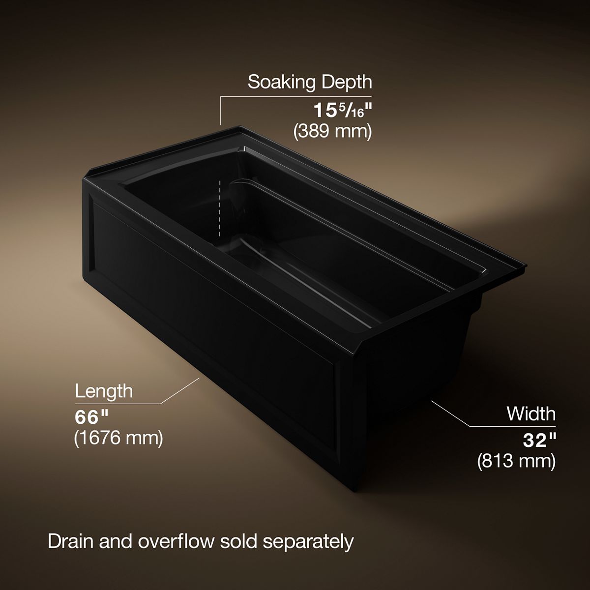 3/4 view of product with dimensions