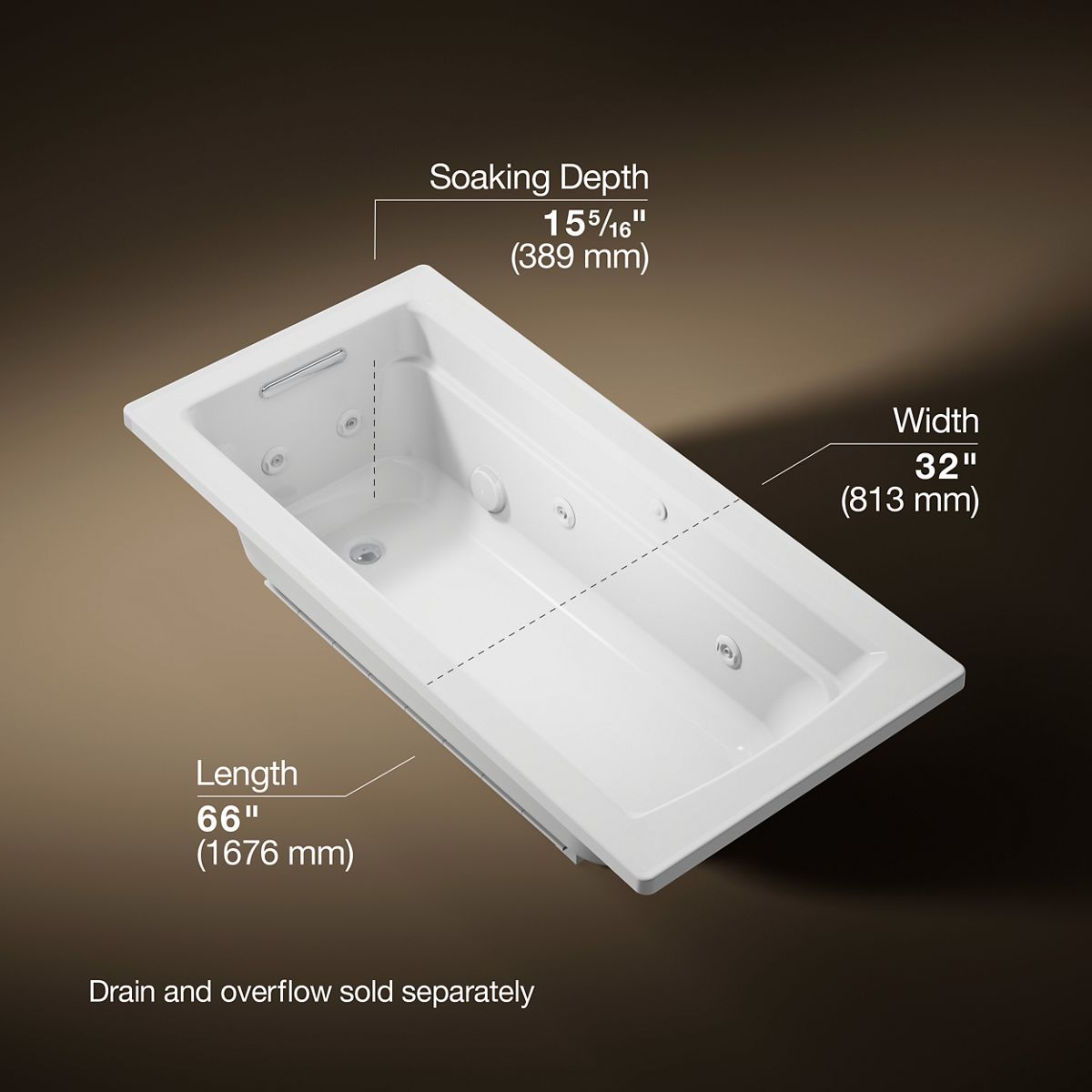 3/4 view of product with dimensions